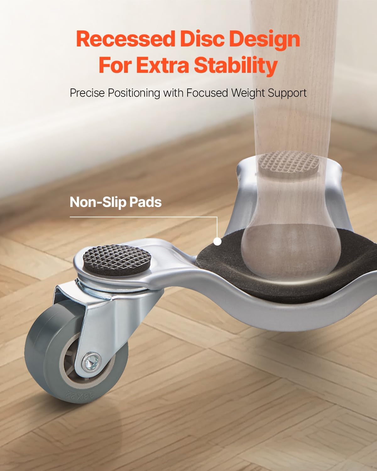 VEVOR Furniture Dolly, 4 Pack 6-Inch Steel Tri-Dolly with 360° PP Swivel Wheels and Non-Slip Cap, 3 Wheels Furniture Lift Mover Tool Set for Moving Heavy Furniture Refrigerator Sofa