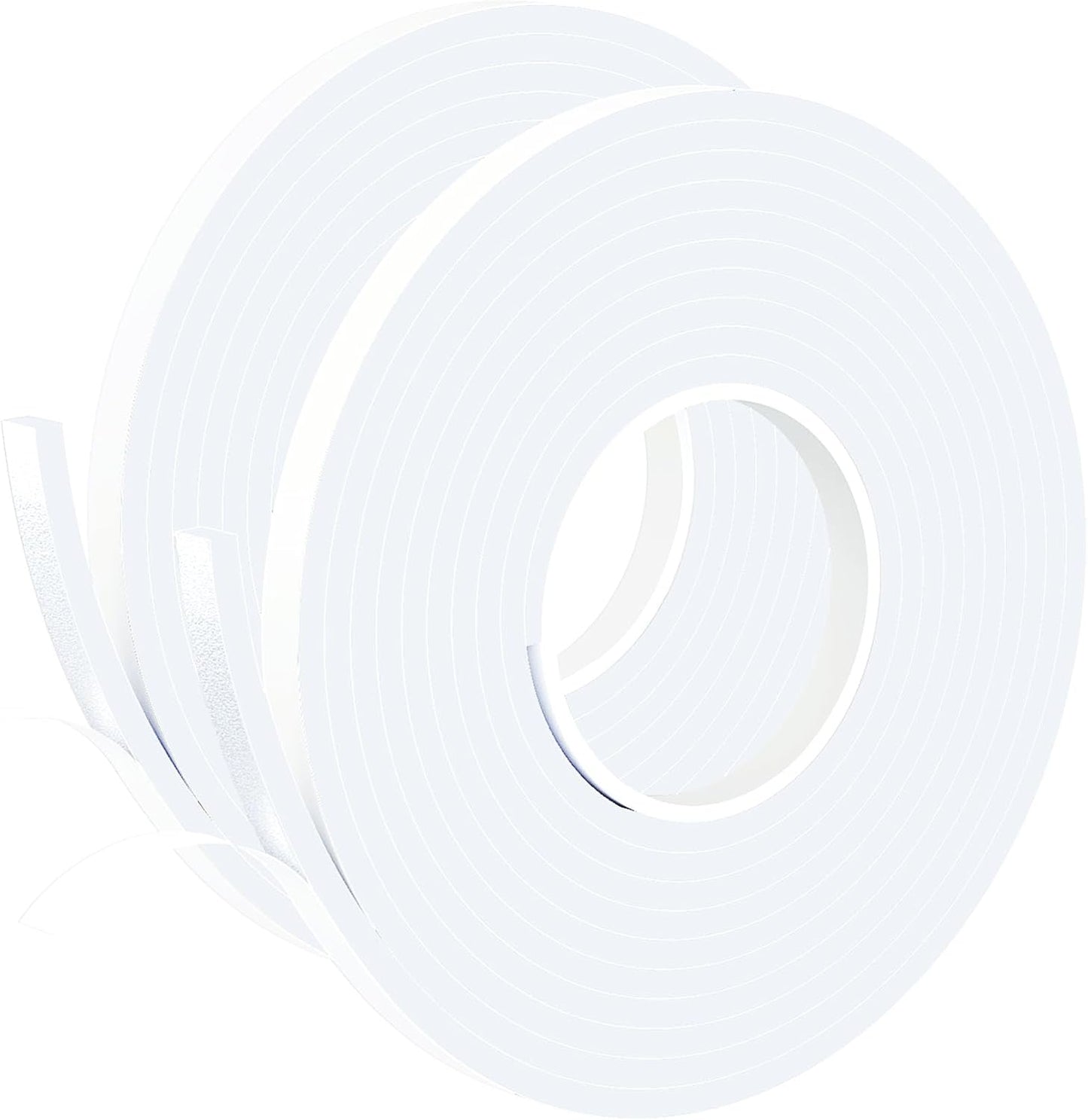 1 in Wide x 1/8 in Thick x 33FT Foam Weather Stripping Door Seal,Window Sealing Tape，Single-Sided Self-Adhesive Insulation Sealing Strip White