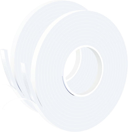 1 in Wide x 1/8 in Thick x 33FT Foam Weather Stripping Door Seal,Window Sealing Tape，Single-Sided Self-Adhesive Insulation Sealing Strip White