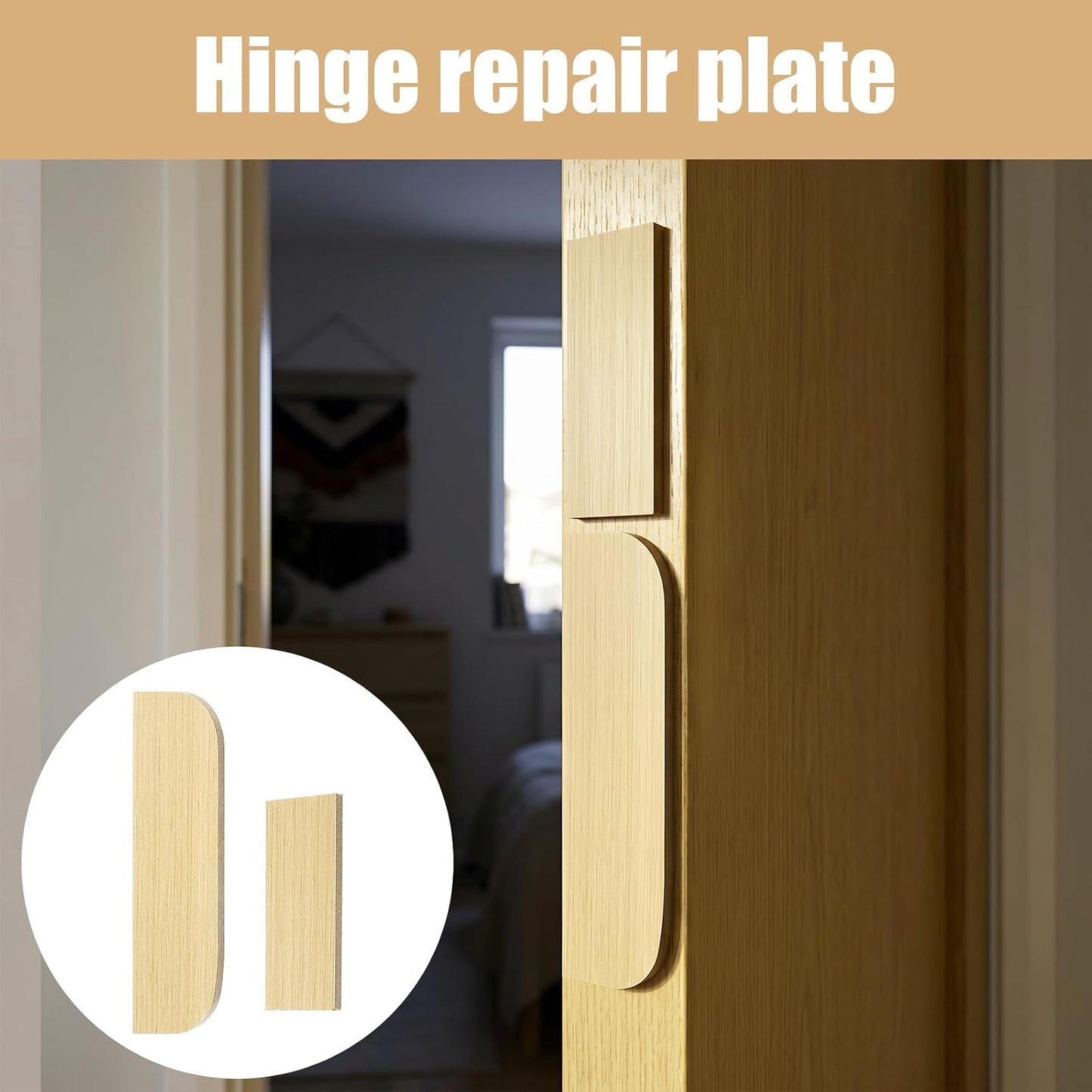 32 PCS Hinge Repair Wooden Plate, 3.5", 3.1" Cabinet Hinge Repair Plate | Rectangle and Arc Door Hole Cover Plate Kitchen Cabinet Hinges Cabinet Door Blanks with Double Sided Tape