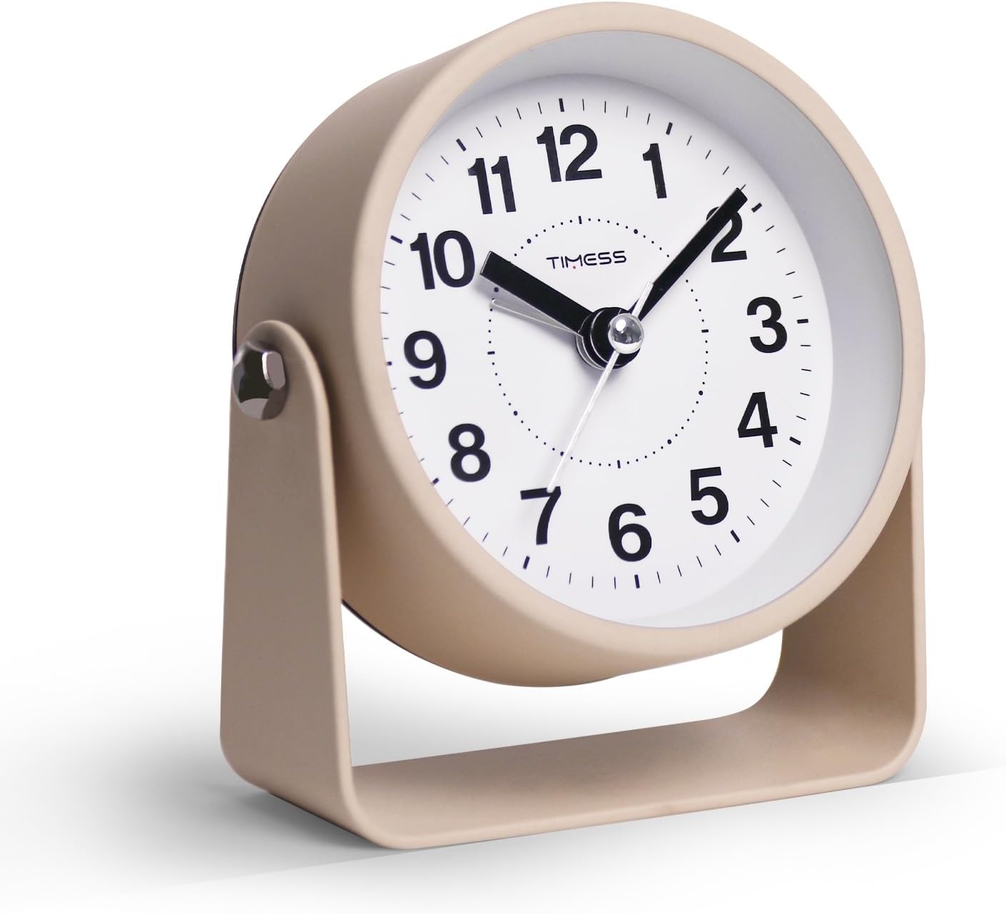 Analog Alarm Clock, Silent Non-Ticking Quartz Movement, Battery-Operated with Snooze & On-Demand Light, Easy to Set Gentle Wake Bedside Desk Clock, Ideal for Home, Travel, Office (Gray)