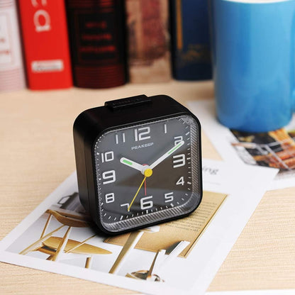 Peakeep Small Battery Operated Analog Travel Alarm Clock Silent