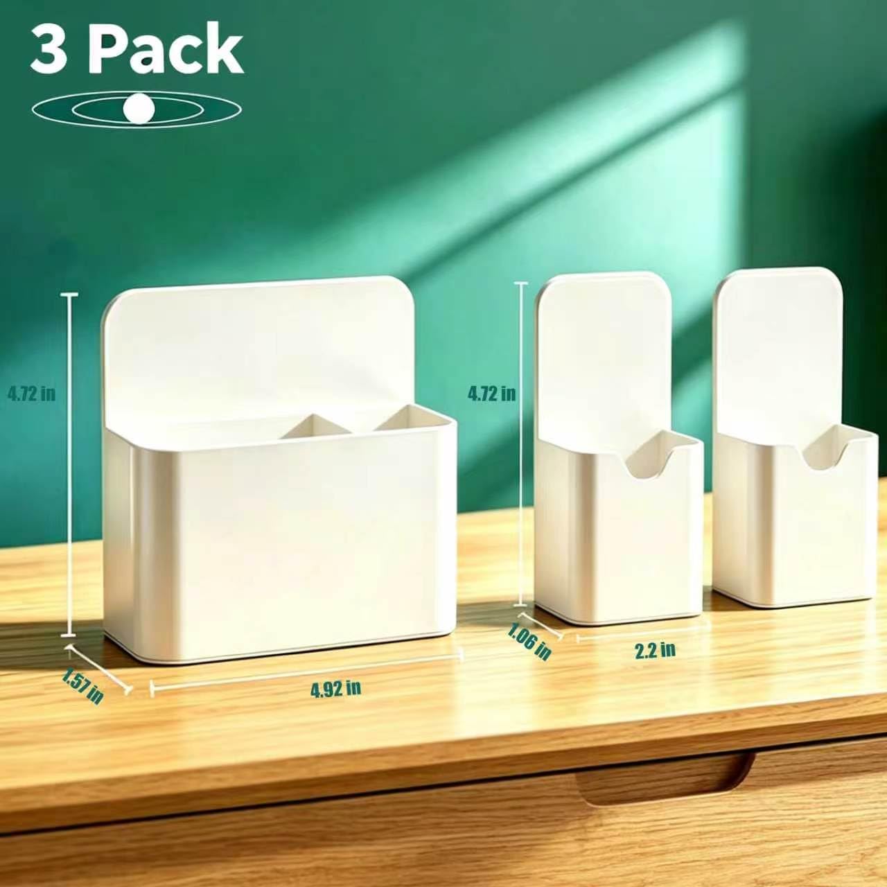 3 Pack Magnetic Pen Holder, Strong Magnetic Dry Erase Marker Organizer with Generous Compartments, Pen Pencil Organizer for Whiteboard, Fridge, Home Office School, Black