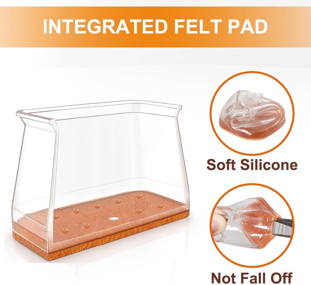 VIUME 24 Pcs Chair Leg Floor Protectors for Hardwood Floors Round | Silicone Covers Felt Pads Furniture Leg Caps Anti-Scratch Reduce Noise Fit (1-5/16" to 2")