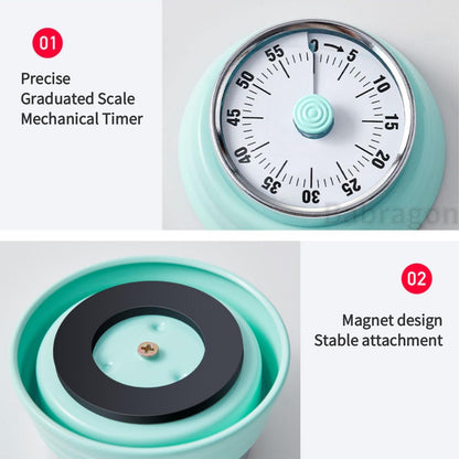 Visual Timer, 60-Minute Magnetic Mechanical Kitchen Timer Green | Stainless Steel Manual Countdown Timer with Loud Alarm for Cooking, Fitness, Office
