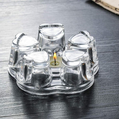 Glass Filtering Tea Maker Teapot with a Warmer and 6 Double-walled Tea Cups Set (Heating base, Standard)