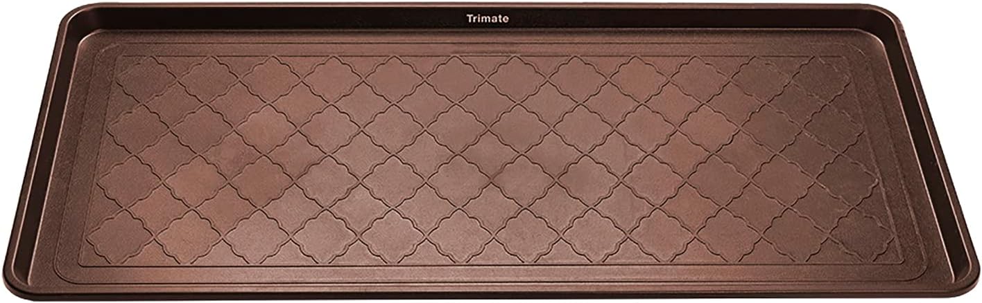 All Weather Boot Tray Extra Large 40"x20" - Brown Plastic Shoe Mat | Multi-purpose mudroom entryway tray with 1.25" raised edges - fits shoes, pet bowls & plants - 100% recycled polypropylene