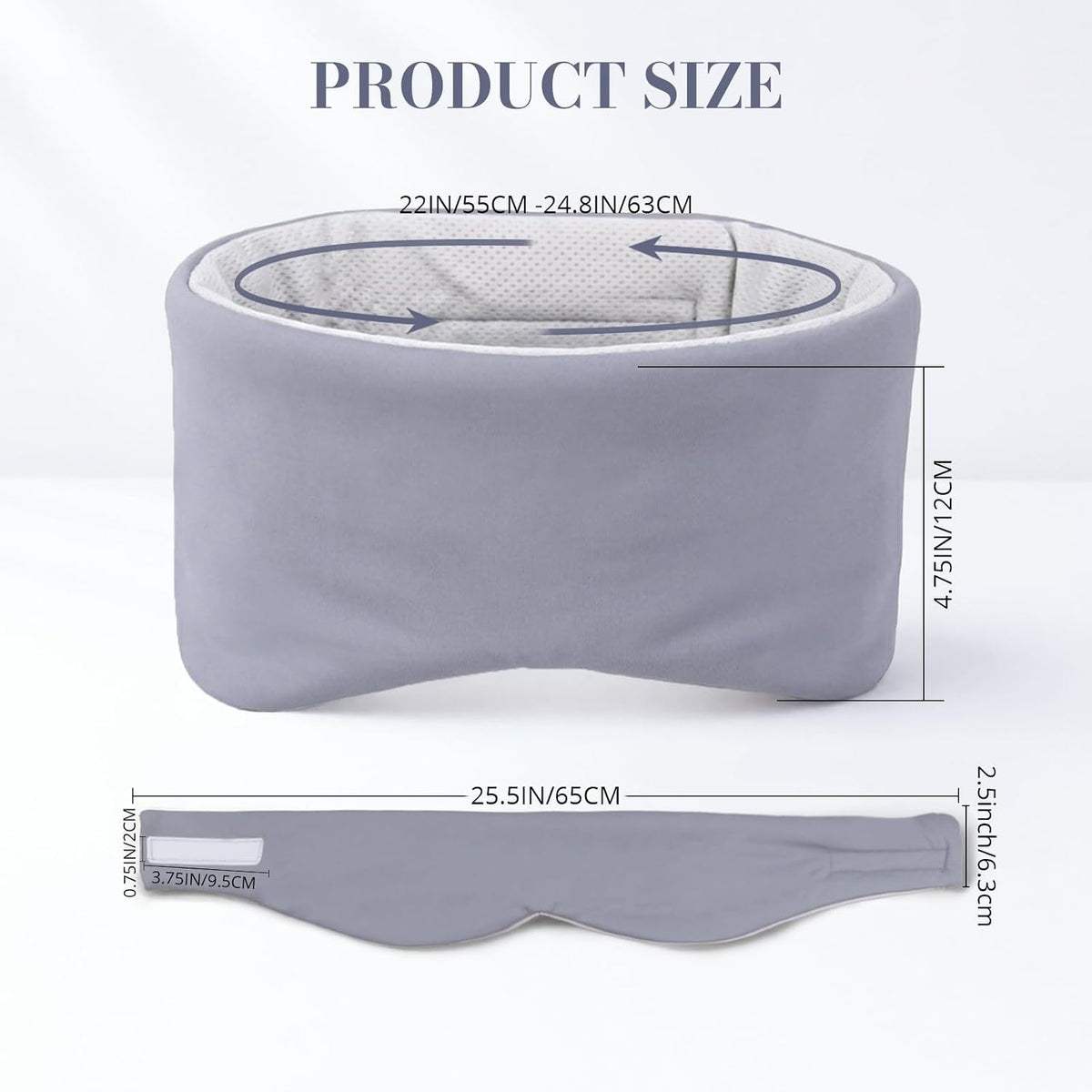 Sleep Mask for Women Men, Reversible Eye Mask Sleeping with Cozy & Cooling Sides, Adjustable Velcro Band, Blackout Face-Hugging Padded Eye Cover for Sleeping Travel Office, Grey/White