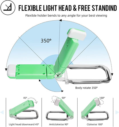 EGWASER Book Light for Reading in Bed, USB Rechargeable Clip on Book Lights, 3 Brightness Adjustable Dimmable Bookmark Light for Eye-Protection, Reading Lamp for Bookworms, Travel (Dark Green)