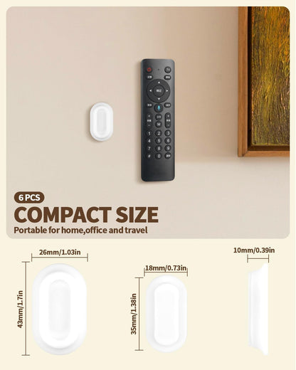 6 Pack Magnetic Remote Control Holder – Upgraded Silicone Magnetic Wall Mount for TV, Fan & Air Conditioner Remotes – Self-Adhesive, No-Drill Remote Control Holder Wall Mount