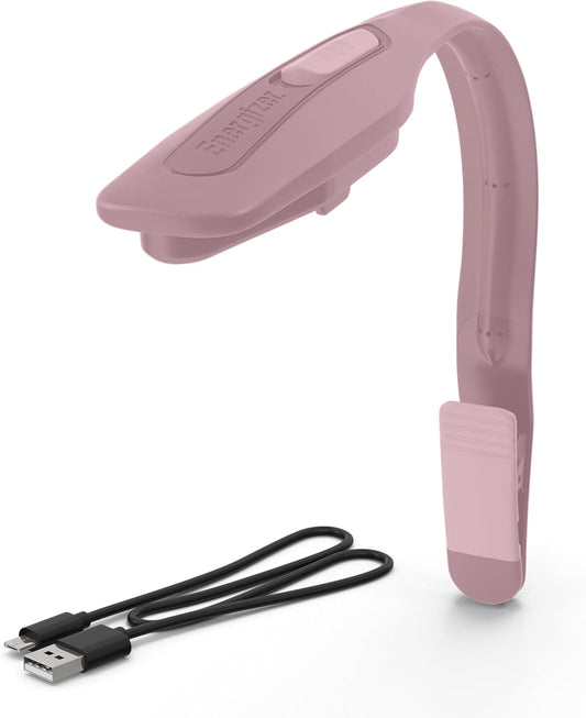 Energizer Flex-R LED Rechargeable Book Light for Reading in Bed, Reading Light with Warm LED Color, Long-Lasting and Lightweight, Pink