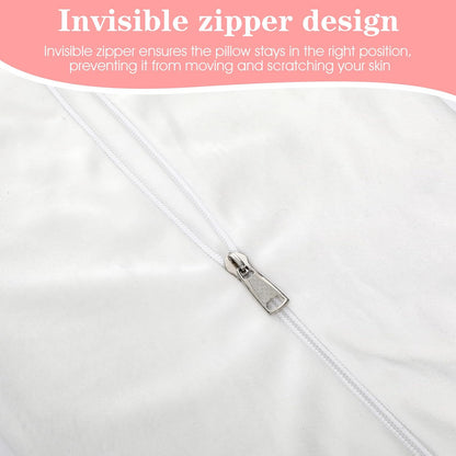 2PCS Neck Roll Pillowcases, 17x4 Inch Round Pillow Covers Cervical Neck Roll Pillow Cover Round Necks Pillows Cover Cylindrical Pillows Covers with Zipper for Home Decor (White)