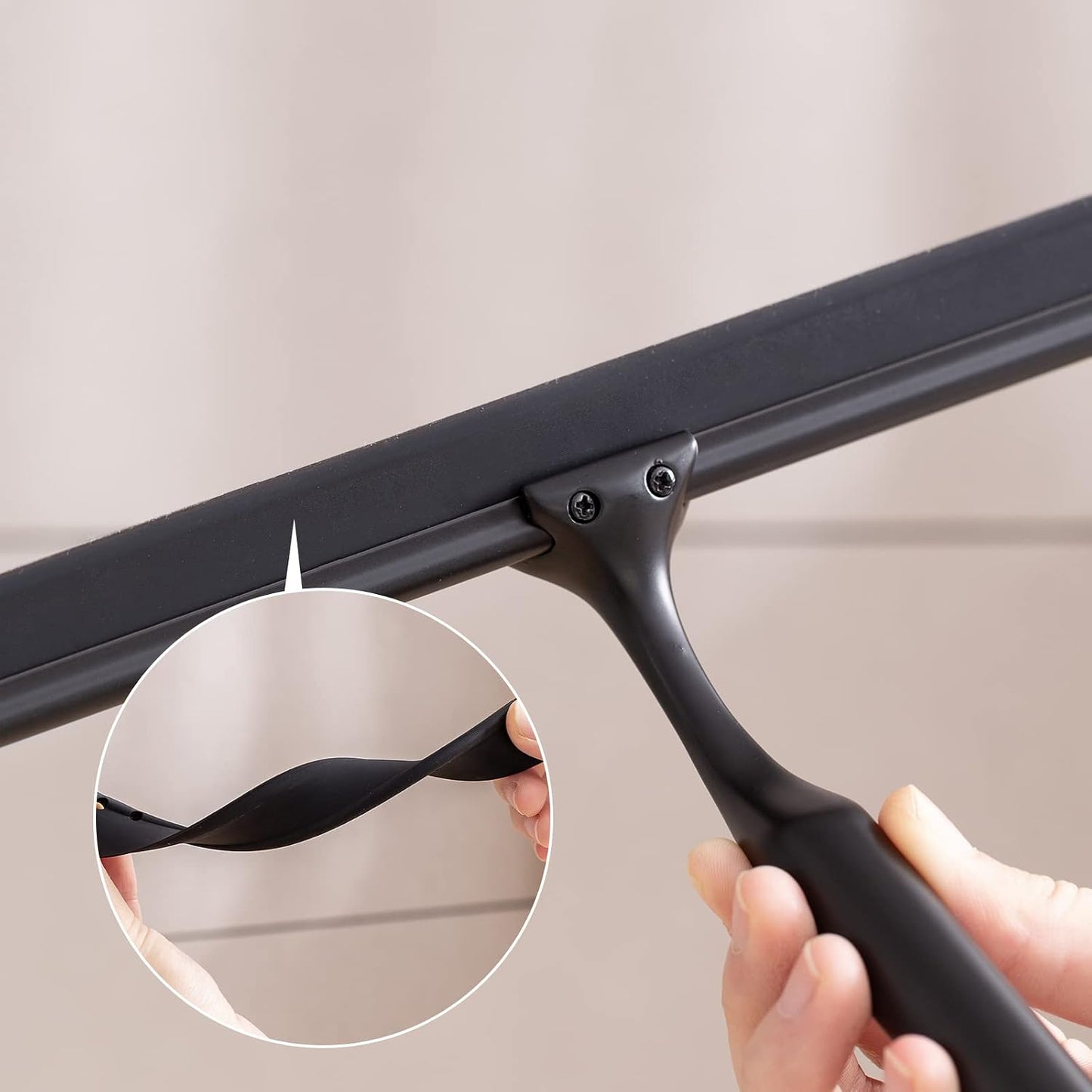 Shower Squeegee for Glass Doors, Squeegee for Shower Glass Door, Window and Car Glass, Mirrors - All-Purpose Stainless Steel Squeegee, 10 Inches and Black