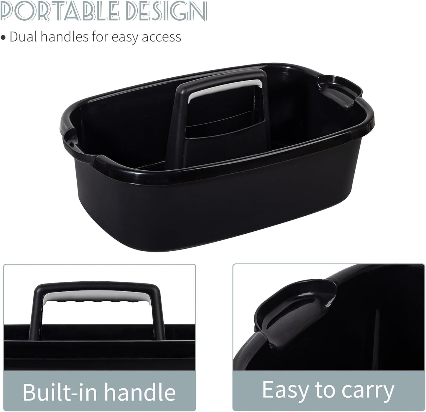 JiatuA Large Cleaning Supplies Caddy Portable Shower Caddy Basket Dark Gray | Sturdy Supply Organizer with Handle Plastic Bucket Tool Storage for Bathroom Bedroom Kitchen Garden College Dorm Essentials
