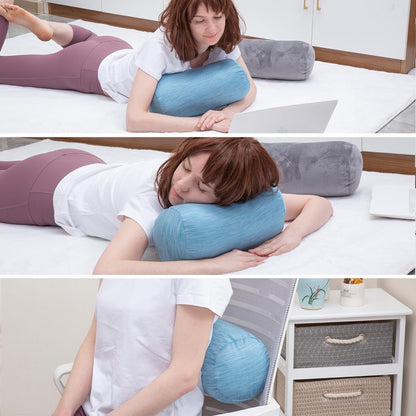 1 MIDDLE ONE Round Cylinder Bolster Pillow with Removable Cooling Cover, Tube Roll Cervical Pillow for Head, Neck, Back and Legs Support, 13"x 6", Grey