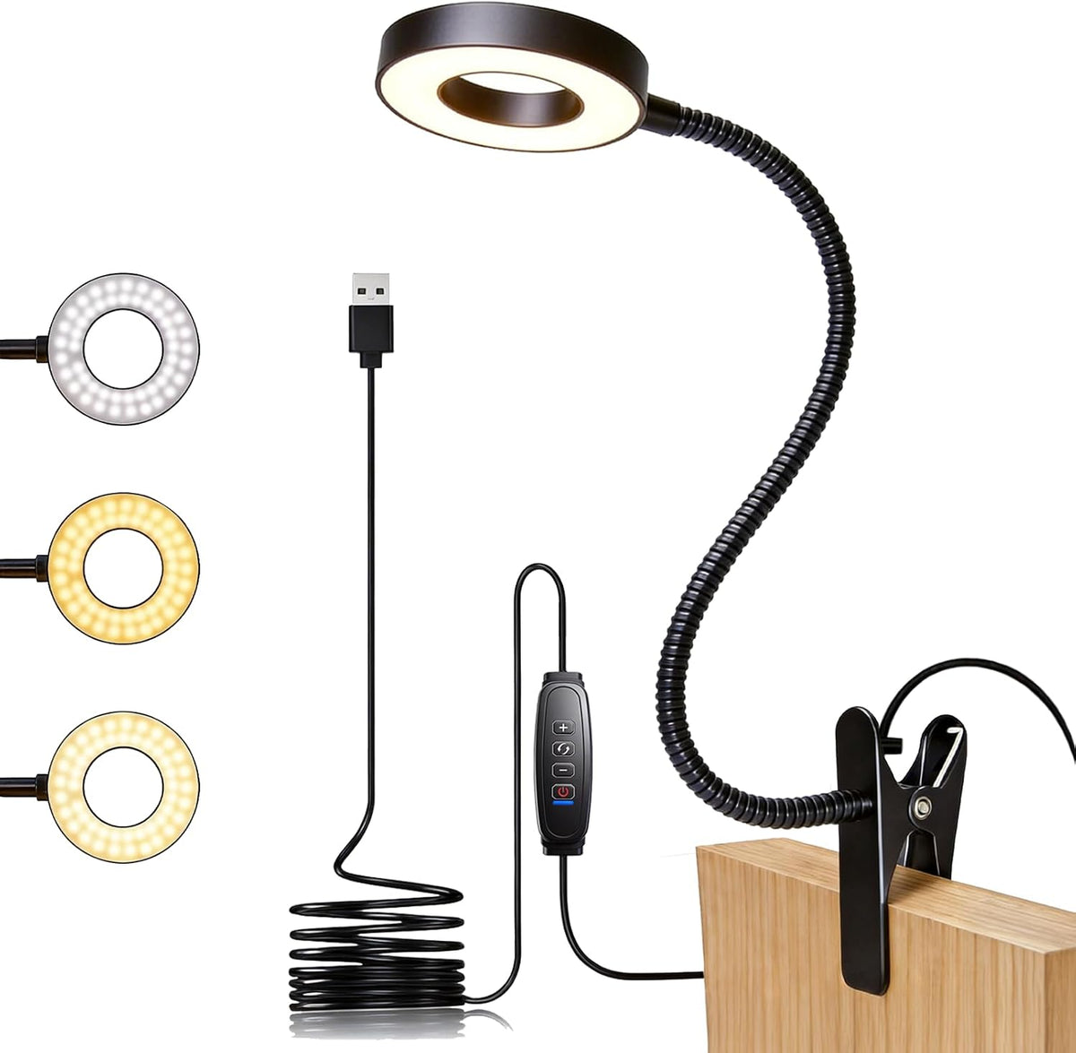 Clip on Book Light, LED Desk Lamp with Clamp, Flexible Gooseneck