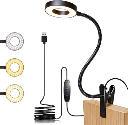 Clip on Book Light, LED Desk Lamp with Clamp, Flexible Gooseneck