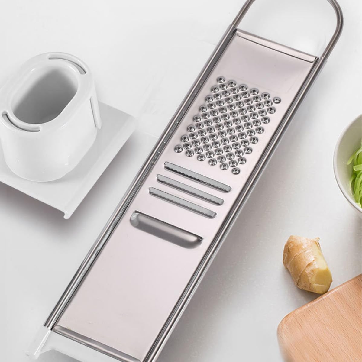 Handheld Potato Slicer and Ginger Grater with Anti-cut Hand Guard, Stainless Steel and Abs Material, Easy to Clean Kitchen Cutting Tool for Vegetables and Fruits