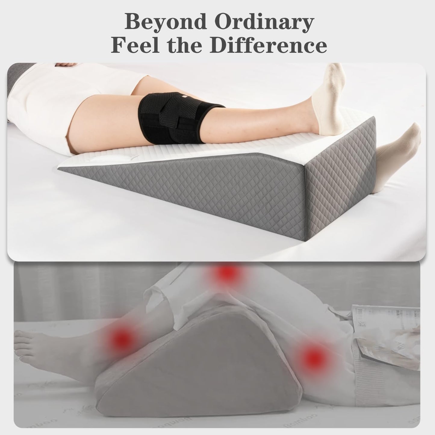 Hapiclody Leg Elevation Pillow for After Surgery – Knee Surgery Recovery Leg Support Pillow with Handle, Designed for Knee Replacement Recovery, Single Leg Elevating Wedge