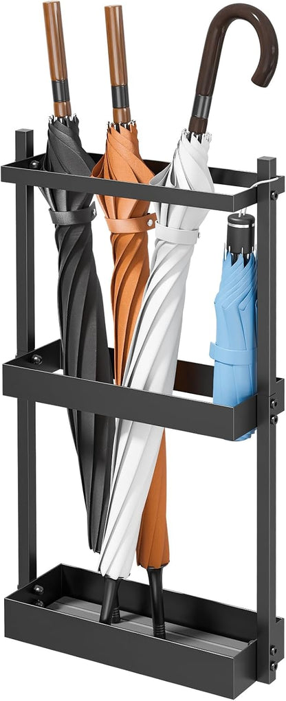 Metal Umbrella Stand with Drying Stone, Fits Compact Small Spaces | Free Standing