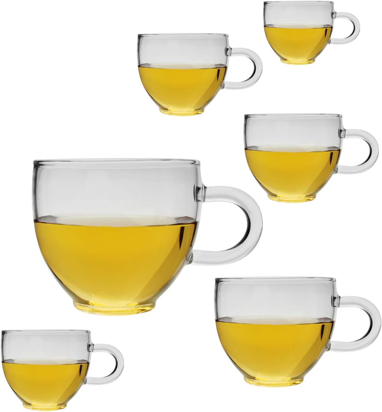 Glass Filtering Tea Maker Teapot with a Warmer and 6 Double-walled Tea Cups Set (Heating base, Standard)