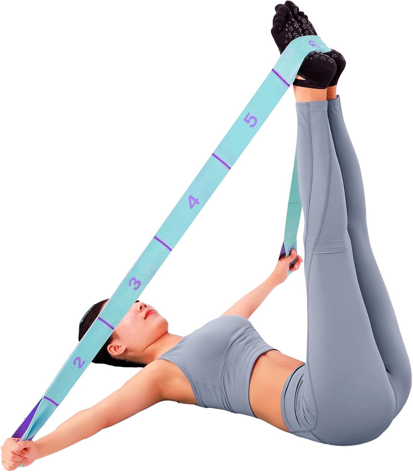 Elastic Stretching Strap with 11 Loops, Adjustable Stretch Band for Adults - Flexibility Straps for Yoga, Pilates, Dance - Non-Slip Fabric Resistance Band for Home Workout, Physical Therapy