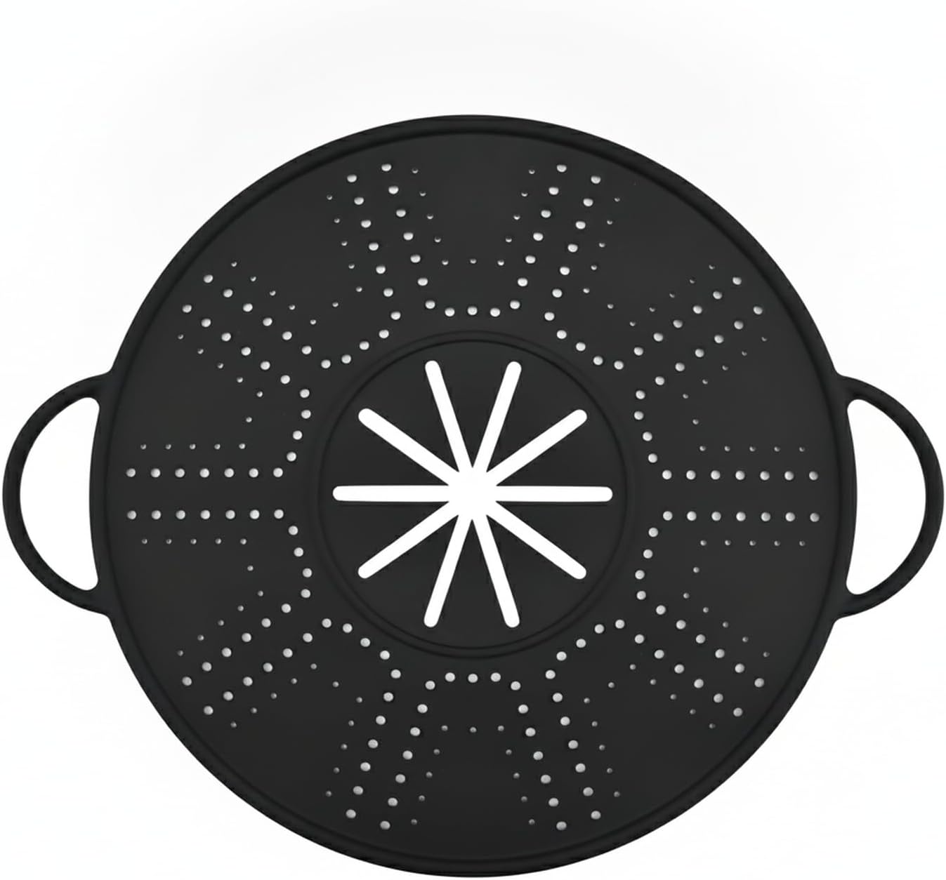 Silicone Pot Lid Spill Stopper with Handles, Heat Resistant Cover for Boiling Pots, 13.4 x 10.9 Inches, Black