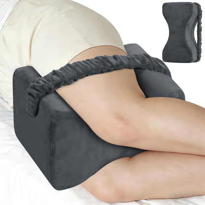 Knee Pillow for Side Sleepers, Memory Foam Leg Pillow with Strap, Grey | Ergonomic Between Leg Support Pillow for Sleeping Comfort, Knee and Ankle Positioning, Pregnancy, Joint Support, Medium Size