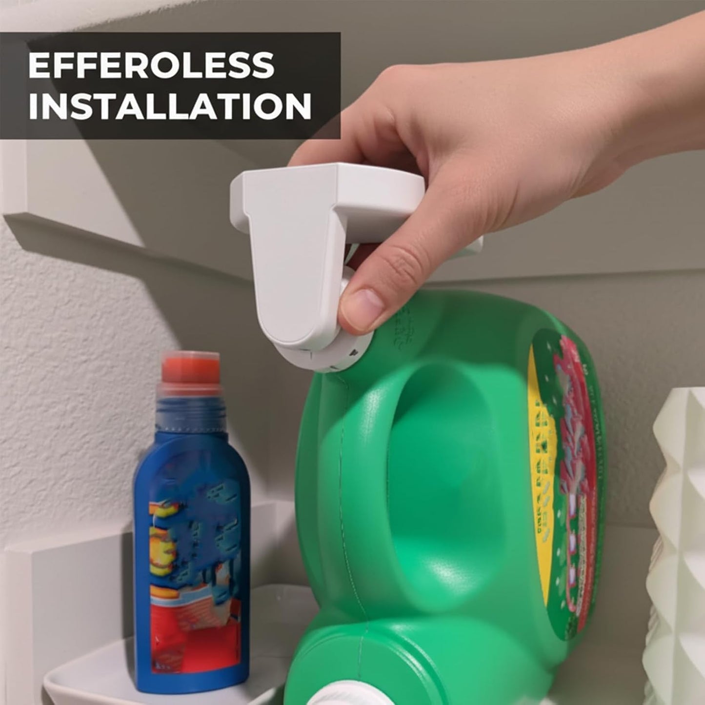 Laundry Detergent Cup Holder with Drain Caddy for Gain | No-Drip Laundry Cup Catcher, Anti-Spill Organizer | Saves Liquid Detergent with Return Flow and Easy Attach (1)