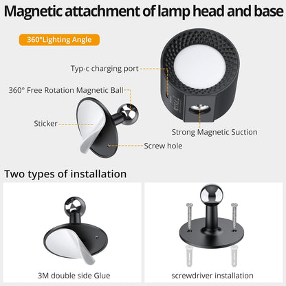 1PCS Wall Mounted Light Lamp Rechargeable Wall Sconces 3 Color Temps 9 RGB