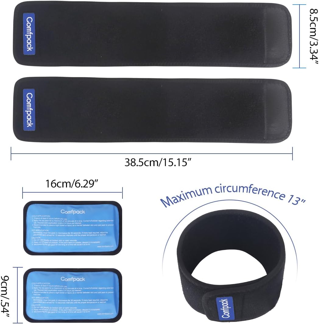 Comfpack Cold Therapy Wrap with 2 Packs for Pain Relief, Reusable Gel Ice Packs for Foot Plantar, Wrist, Ankle, Great for Sprains, Muscle Pain, Bruises, Injuries | Hot and Cold Ice Packs for Foot Plantar, Wrist, Ankle, Great for Sprains, Muscle Pain,