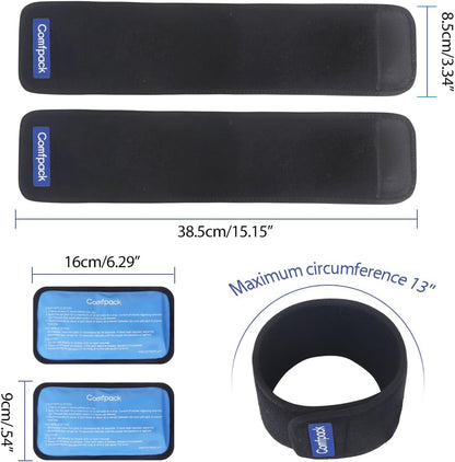 Comfpack Cold Therapy Wrap with 2 Packs for Pain Relief, Reusable Gel Ice Packs for Foot Plantar, Wrist, Ankle, Great for Sprains, Muscle Pain, Bruises, Injuries | Hot and Cold Ice Packs for Foot Plantar, Wrist, Ankle, Great for Sprains, Muscle Pain,