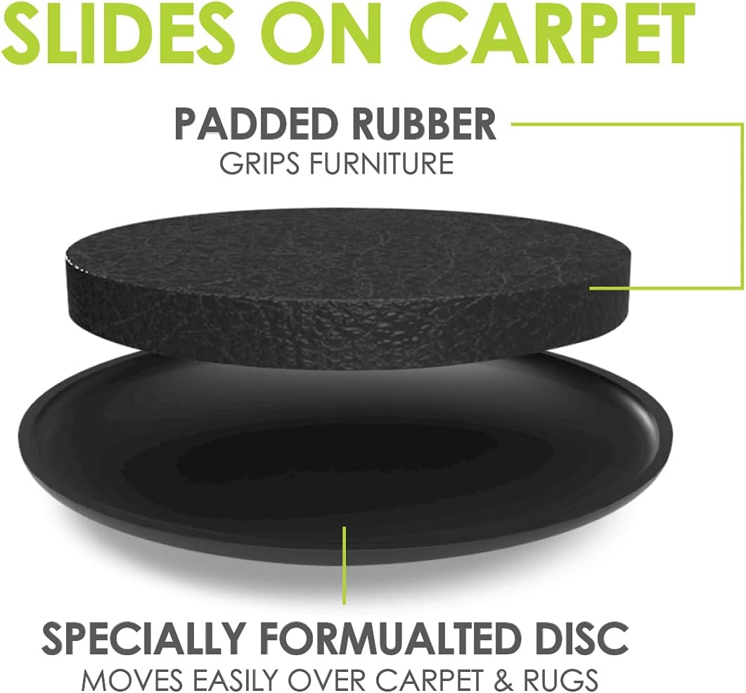 Slipstick GorillaSliders Premium Furniture Sliders for All Floor Surfaces (16 Piece Moving Kit) Reusable 3.5” Round Furniture Movers for Sliding Furniture on Hardwood & Carpet, Black, CB13-1-16