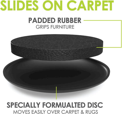 Slipstick GorillaSliders Premium Furniture Sliders for All Floor Surfaces (16 Piece Moving Kit) Reusable 3.5” Round Furniture Movers for Sliding Furniture on Hardwood & Carpet, Black, CB13-1-16