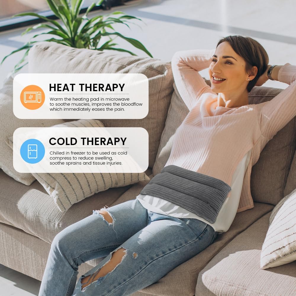 Microwave Heating Pad 6 x 12 Small Heating Pad Microwave, Microwave Bean Bag Heating Pad for Neck and Shoulders, Moist Heat Pack Pillow Warm Compress for Knee, Muscles, Joints, Wrist (Dark Blue)