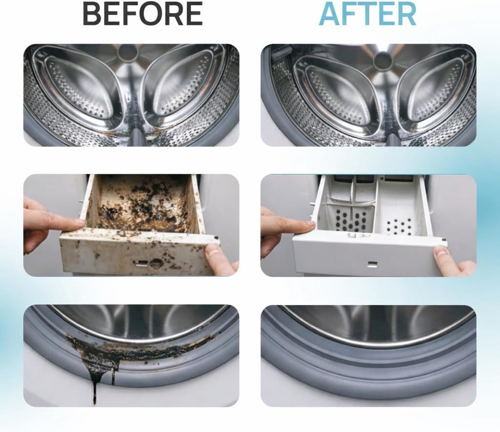 8-Piece Washing Machine Cleaning Brush Set | Dryer Vent Cleaner Kit, Front Load Washer Gasket Cleaner Brush, Crevice Gap Brush for Sink, Grout, Tile & Bathroom