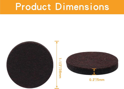 48 Pcs 1-1/2"/38mm Felt Furniture Pads Brown Round | Self Adhesive, 5mm Thick, Anti Scratch Floor Protectors, For Furniture Feet Chair Legs
