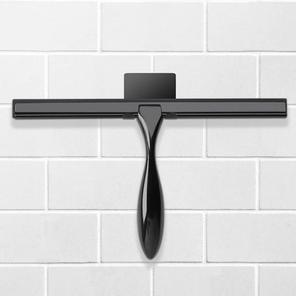 12-Inch Shower Squeegee Set, Includes Shower Door Hook and Adhesive Hook, Squeegee for Shower Doors, Mirror and Window, Silver