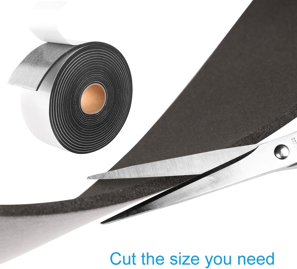 2 Rolls Foam Seal Tape for Door Window Insulation, Soundproof and Shockproof Foam Adhensive Strip, 3/8" Wx3/16 T Single Sided Foam Tape, Cold Air and Draft Closed Cell Seal Strip,Total 32FT