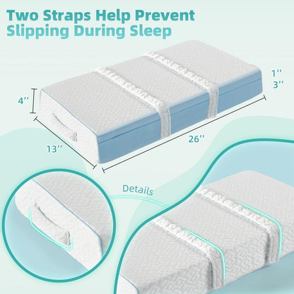 Cool Knee Pillow for Side Sleepers Hip Pain 4in, Adjust Leg Pillow for Multi-uses, CertiPUR-US Memory Foam Knee Pillow for Side Sleeper, Leg Pillow for Side Sleeping with 2 Straps, White