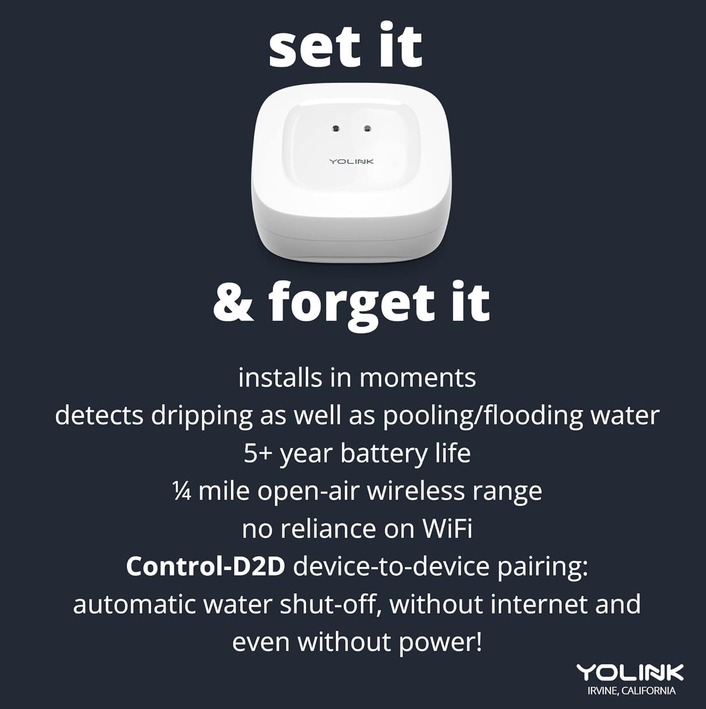 YoLink Water Leak Starter Kit: Hub + 6 Leak Sensor 1 (Silent), LoRa Long-Range, App/SMS/Email Alerts, D2D Offline Triggers, 2 AAA Up to 5-Year Battery, Compatible with Alexa/IFTTT/Home Assistant