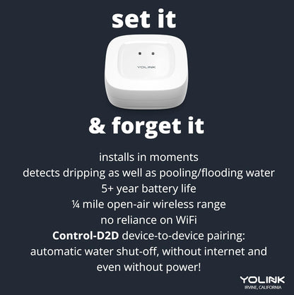 YoLink Water Leak Starter Kit: Hub + 6 Leak Sensor 1 (Silent), LoRa Long-Range, App/SMS/Email Alerts, D2D Offline Triggers, 2 AAA Up to 5-Year Battery, Compatible with Alexa/IFTTT/Home Assistant