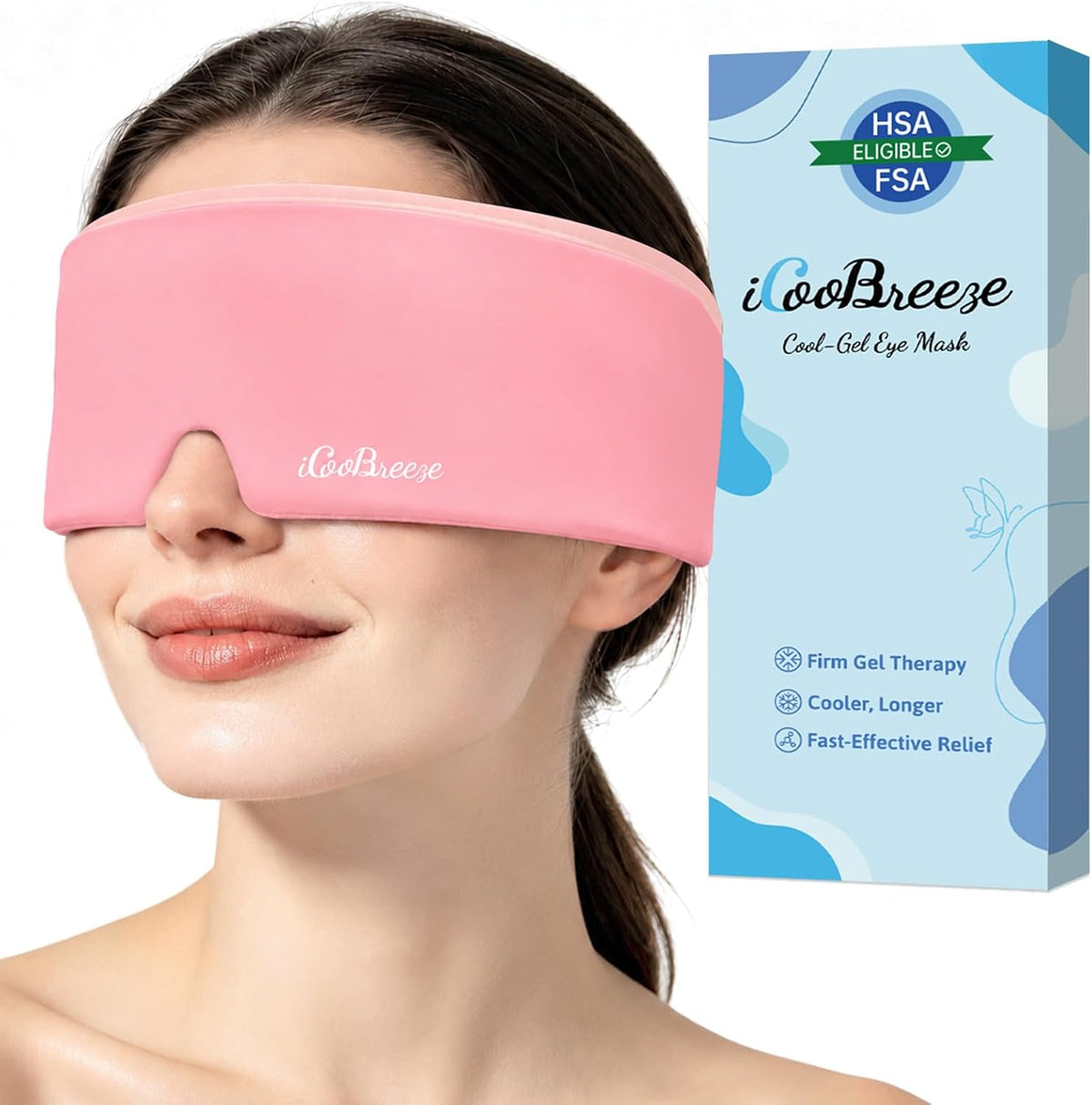 Cooling Eye Mask for Puffy Eyes, FSA Eligible HSA, Headache and Migraine Relief Gel Eye Mask, for Headache, Puffiness, Eye Strain, Reusable Face Ice Pack for Post-Surgery Care, Deep Blue