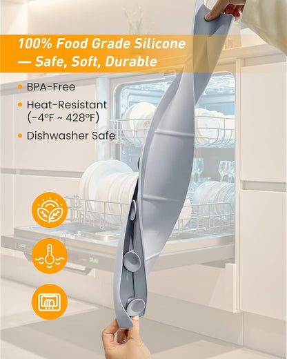 Sink Splash Guard 18" 23" 30" Silicone Water Guard with Strong Suction Cups, Faucet & Countertop Protector, Bathroom & Sink Edge Splash Guard Strip, Dishwasher Safe-Grey 18"