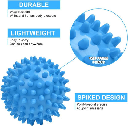 URAQT Spiky Massage Ball Set, 2 Pack Physical Therapy Massage Balls, Hard Lacrosse Ball & Spiky Massage Ball for Myofascial Release and Trigger Point Deep Tissue Massage (Purple)