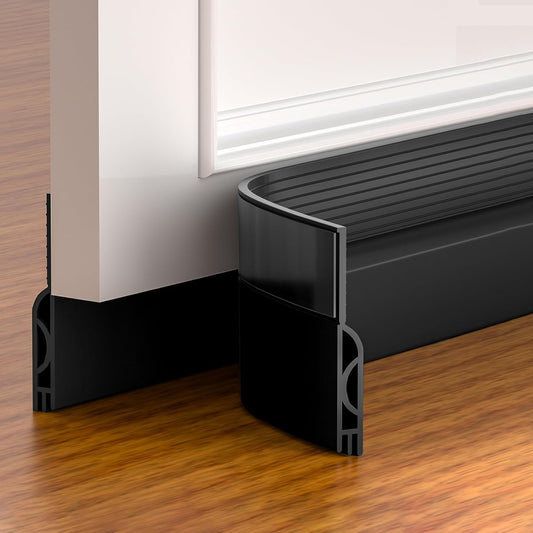 Door Draft Stopper,Adjustable Door Sweep for Bottom of Door,Silicone Weather Stripping Door Bottom Seal Blocker Air Noise,Under Door Gap Filler for Interior/Exterior Doors(White, 39inch)