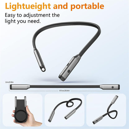 Book Light LED Neck Reading Light,Bendable Rechargeable Book Light for Reading in Bed,Eye Friendly - 3 Colors & 3 Brightness Levels Perfect for Bookworms Kids Crafts Knitting Travel (White)