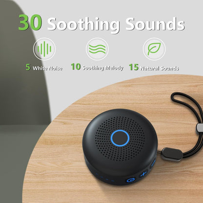 Sleepbox Portable White Noise Machine 30 Soothing Sounds Rechargeable Battery Small for Travel 32 Volume Control Noise Canceling Sleep Machine Sound Therapy for Baby Kids Adults (White)
