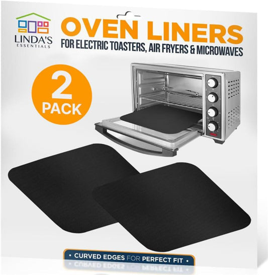 Toaster Oven Liners for Bottom of Oven (4 Pack) Reusable Non-Stick Heat Resistant Toaster Liners, Compatible with Breville, Cuisinart, Black & Decker, Dash, and More - Air Fryer Liners 12"x12" (Black)