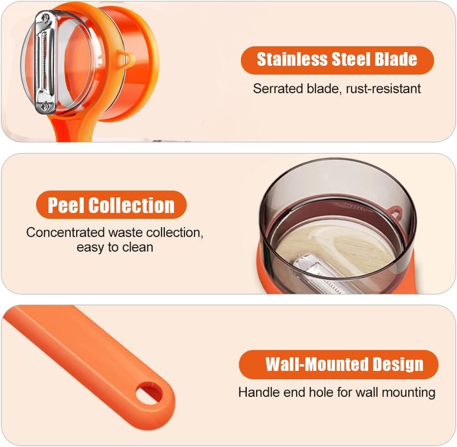 2PCS New Upgrade Fruit & Vegetable Kitchen Peeler with Storage Box -Safe and Efficient Double-Sided Sharp Stainless Steel Blade,Easy to Clean Peeler with Box Storage,Mess-Free Vegetable & Fruit Prep